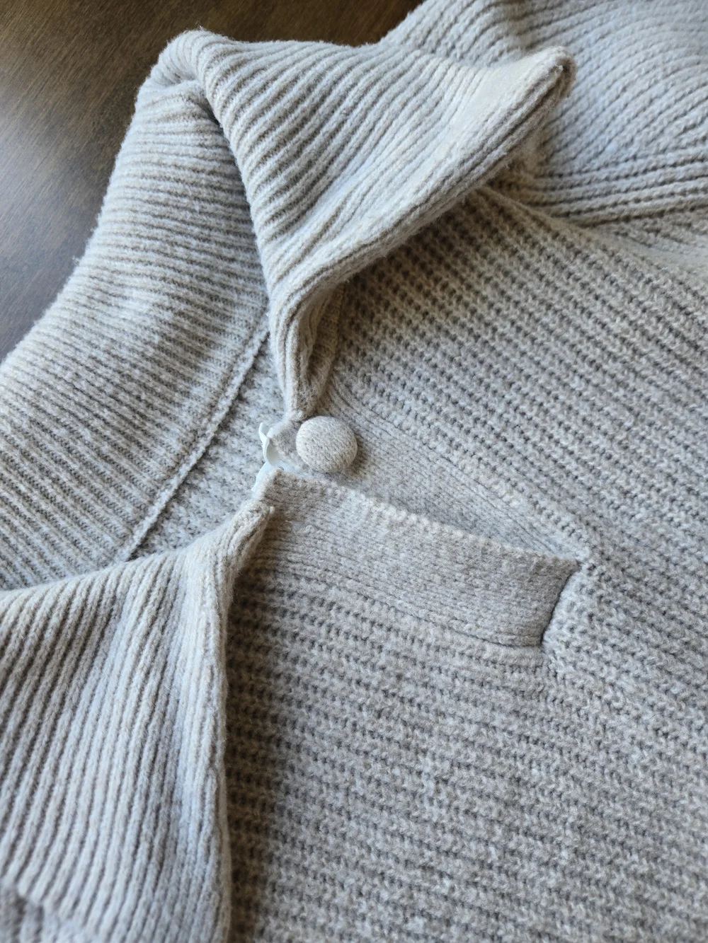 Aerie Cropped Sweater Tan Ribbed Knit Long Sleeve Cozy Size L - Picture 2 of 5